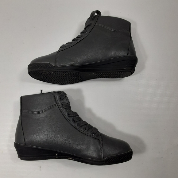 Comfortview Glendaly Size 7W Gray Side Zip Lace Up Faux Leather Ankle Boots - Picture 5 of 8